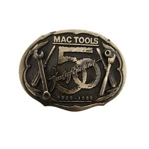1988 MAC Tools 50th Anniversary Bronze Metal Belt Buckle Made In USA